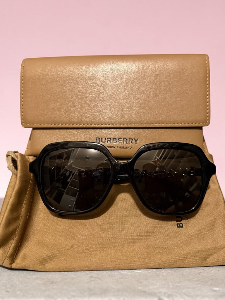 Burberry Black Sunglasses With Tan Accessories